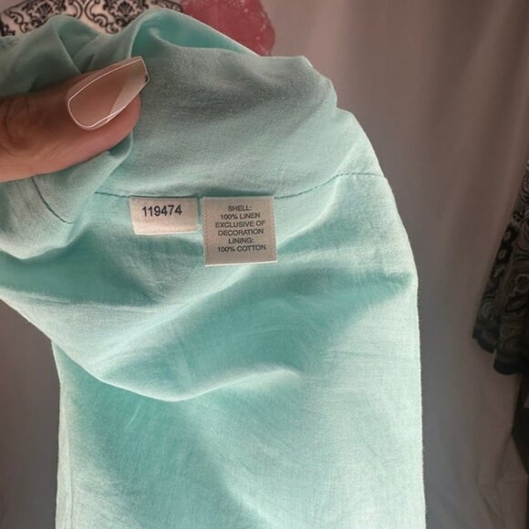 Ann Taylor Ocean Blue 100% Linen Bedded Halter Dress Size 14 - Picture 9 of 10